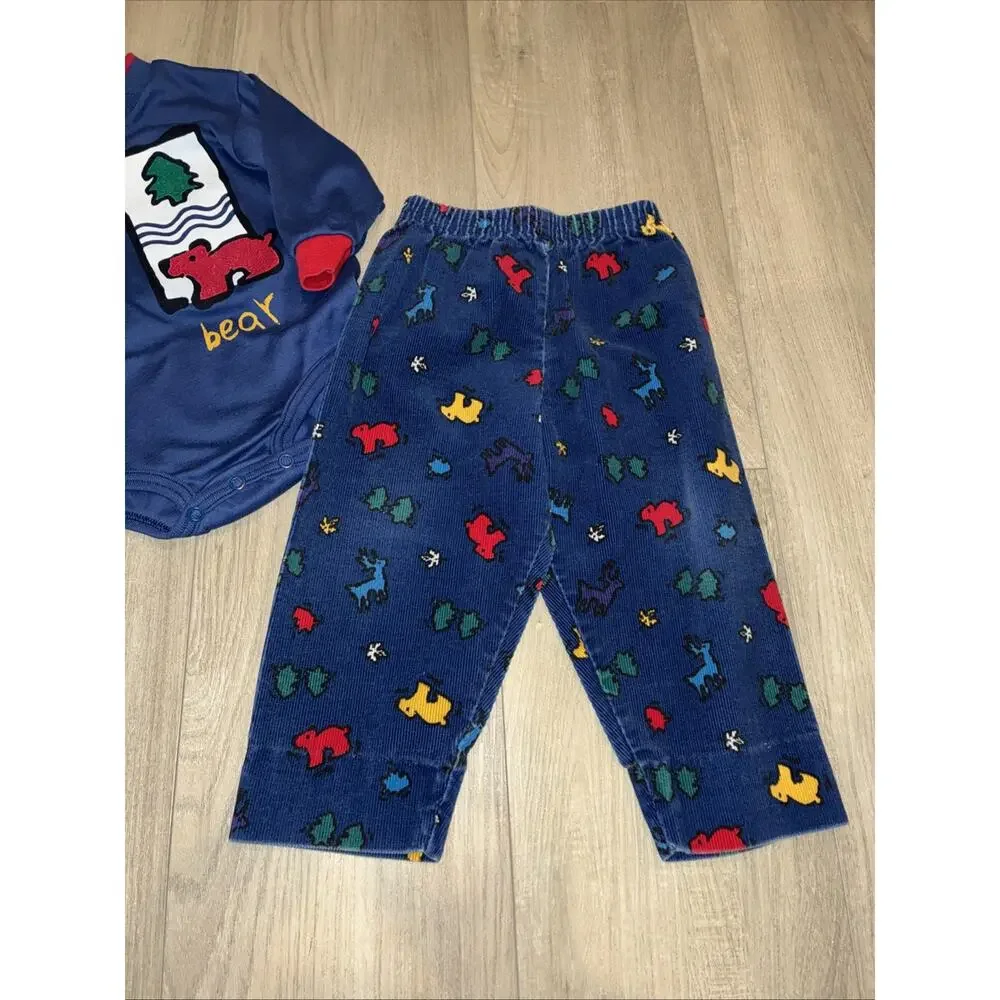 Vintage Carters 2 Piece Boys Set‎ 80s 90s Cordoroy Bear 18 Month